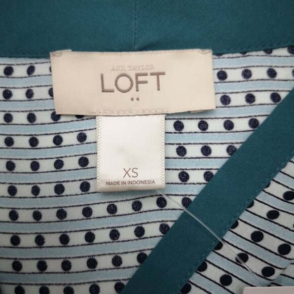 NWT Anne Taylor Loft Ladies Size XS Sleeveless Teal Black Mint Off White Blouse - Picture 3 of 8